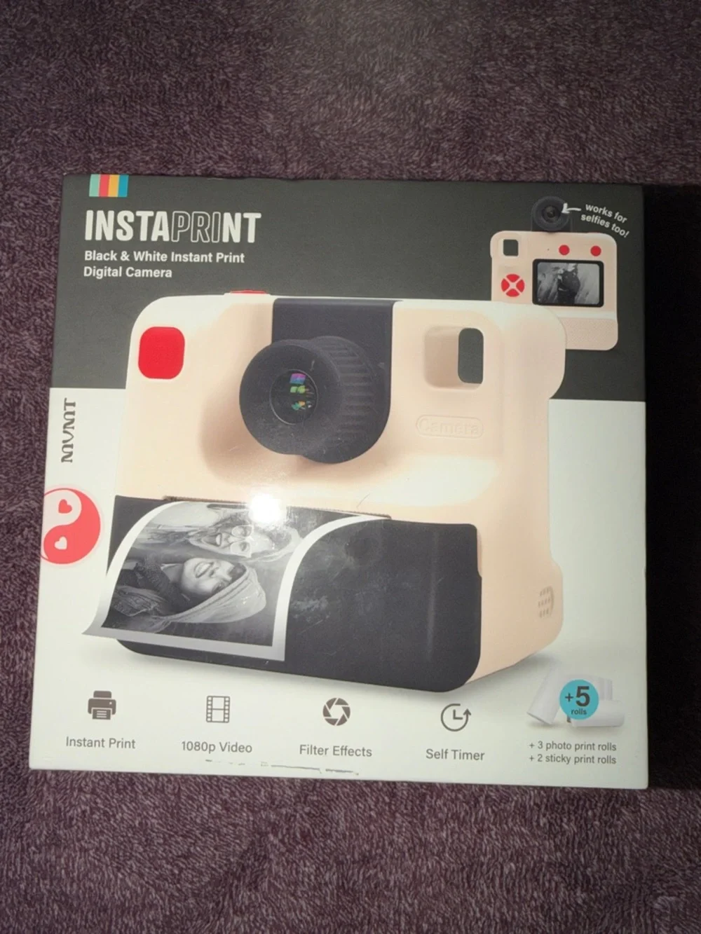 Black & White Instant Print Digital Camera - Cream